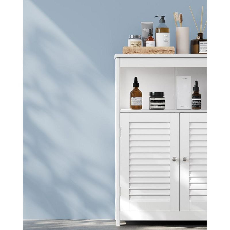 VASAGLE Bathroom Floor Cabinet, Bathroom Storage Cabinet, Freestanding, with Double Shutter Doors and Adjustable Shelf, White