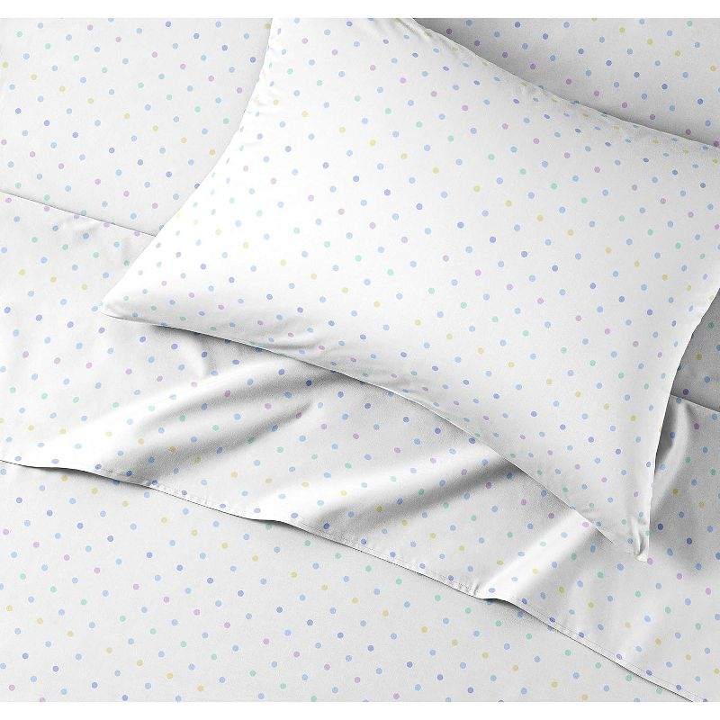 CGK Linens Kids 4 Piece Bed Sheet Set - Cute & Cozy Wrinkle-Resistant with Vibrant Designs in Multicolor Polka Dots, Size Full