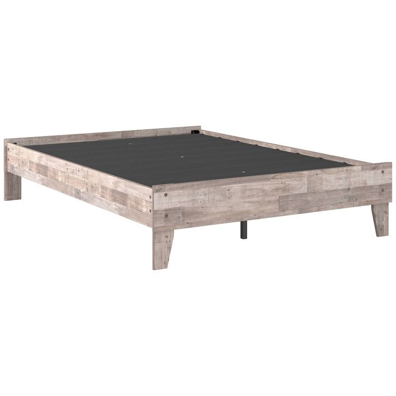 Full Neillsville Platform Bed Whitewash - Signature Design by Ashley: Wood Frame, No Box Spring Needed