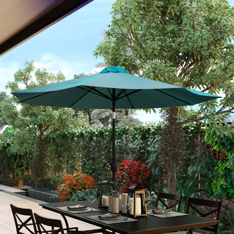Flash Furniture Teal 9 FT Round Umbrella with 1.5" Diameter Aluminum Pole with Crank and Tilt Function