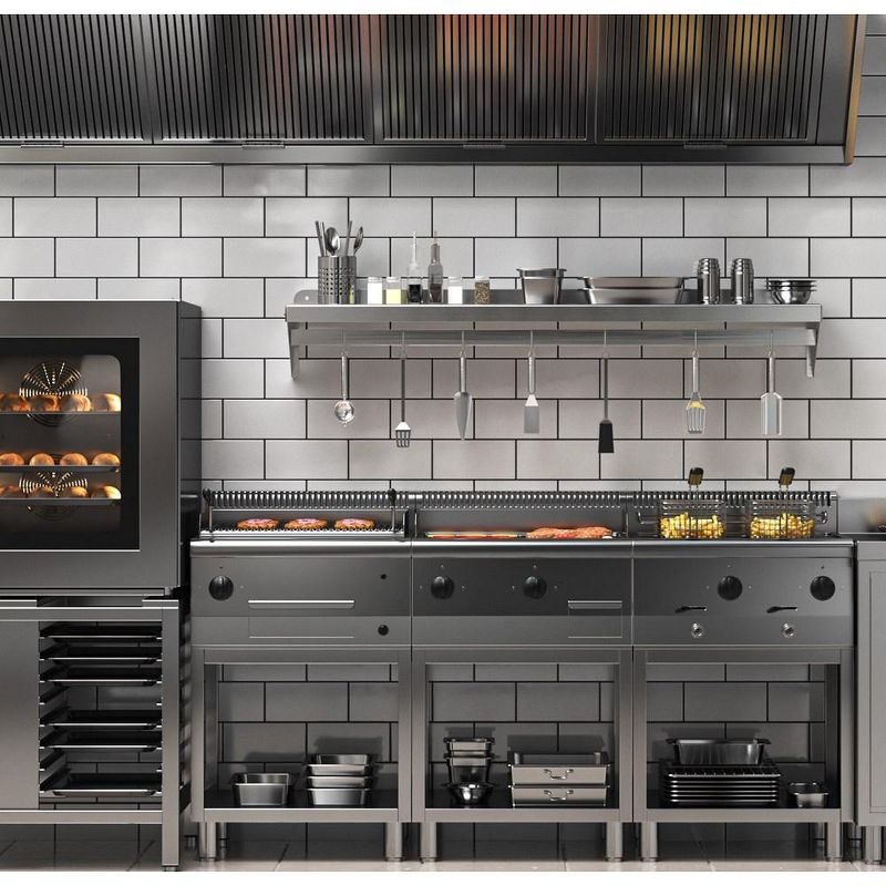 Whizmax Metal Storage Rack with Backplash for Kitchen,12" x 60" Stainless Steel Wall Mount Shelf with 5 Hooks