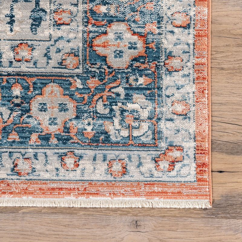 Nuloom Zara Medallion 2x6 Runner Indoor Area Rug for Living Room Bedroom Dining Room Entryway Hallway Kitchen, Rust/Blue