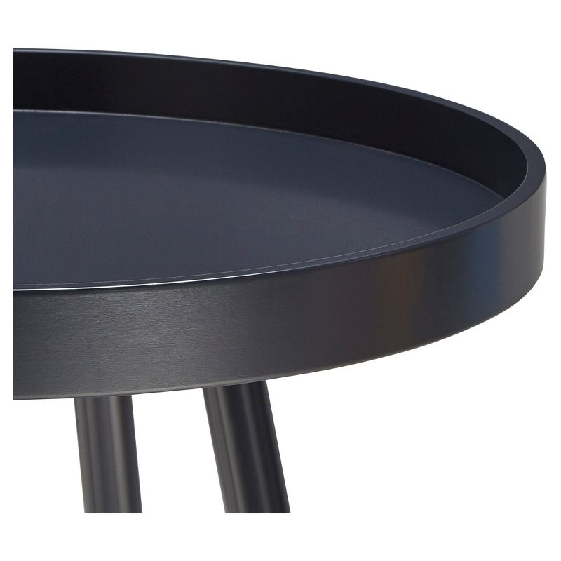 Olcott Mid Century Tray Top Accent Table - Midnight - Inspire Q: Round Metal Side, Black Frame
