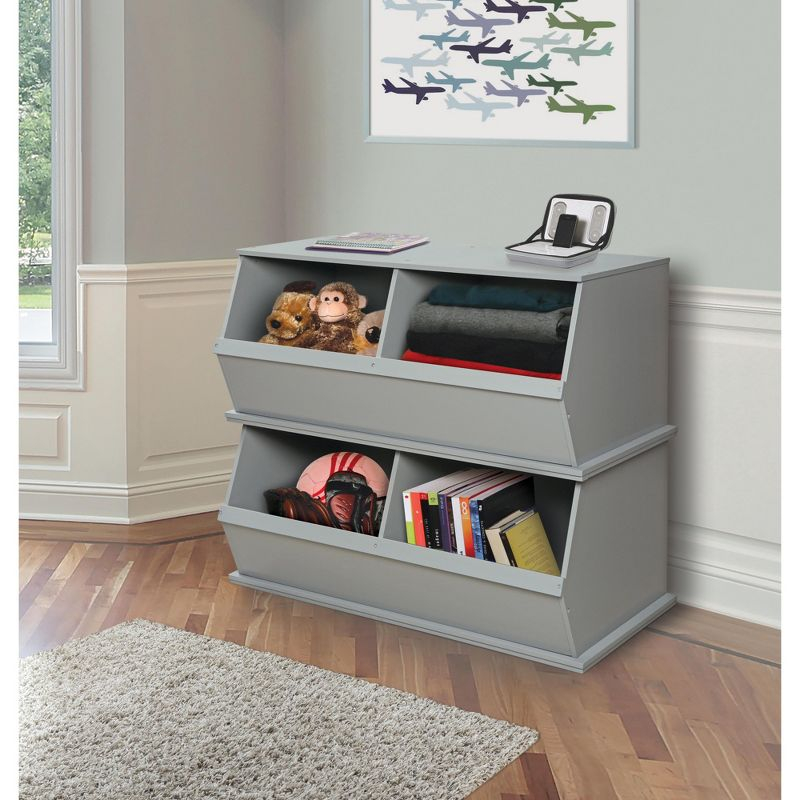 Badger Basket Two Bin Stackable Storage Cubby - Gray