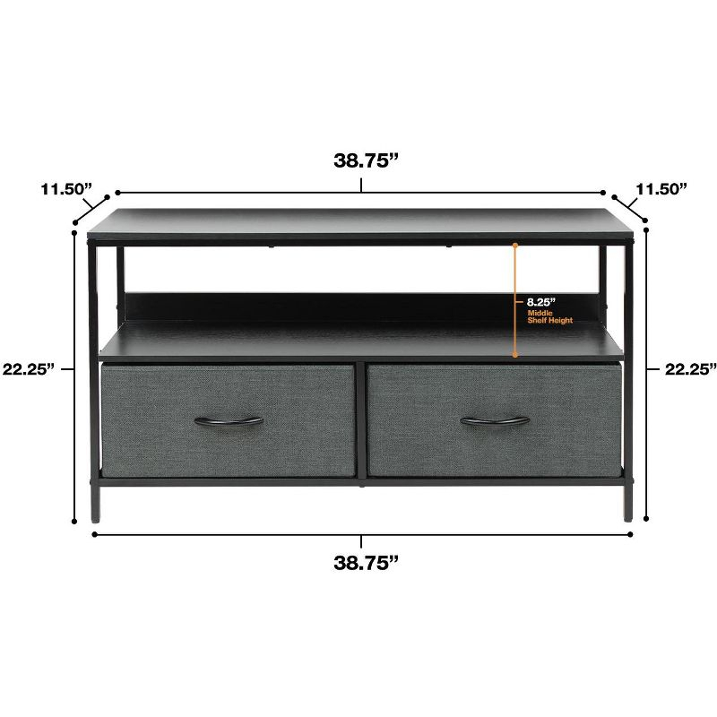 Sorbus 2 Drawer TV Stand Dresser with Wood Top (Black)