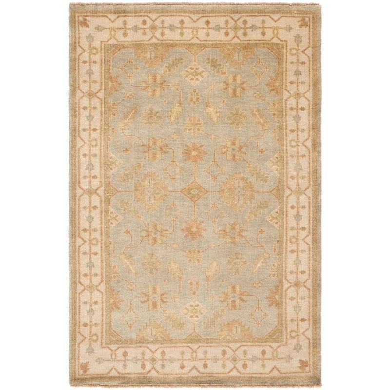 Oushak OSH141 Hand Knotted Area Rug - Soft Green/Ivory - 4'x6' - Safavieh.
