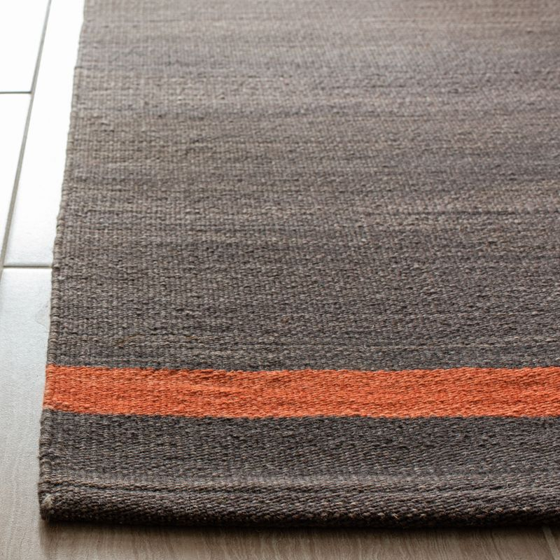 Kilim KLM952 Hand Woven Area Rug - Dark Grey/Orange - 5'x8' - Safavieh.