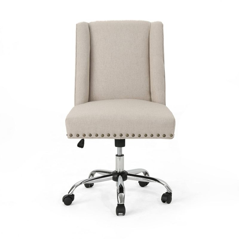 Chiara Home Office Fabric Desk Chair Light Brown - Christopher Knight Home: Chrome Base, Gas Lift, Swivel Function
