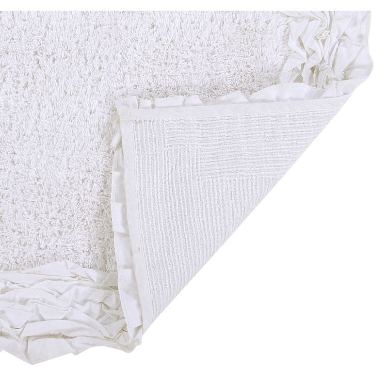 Better Trends Shaggy Boader 100% Cotton Tufted Non- Slip Backing 5 Pc (17"x24"|20"x20"|21"x34"|24"x40"|20"x60") Bath Rug Set - White