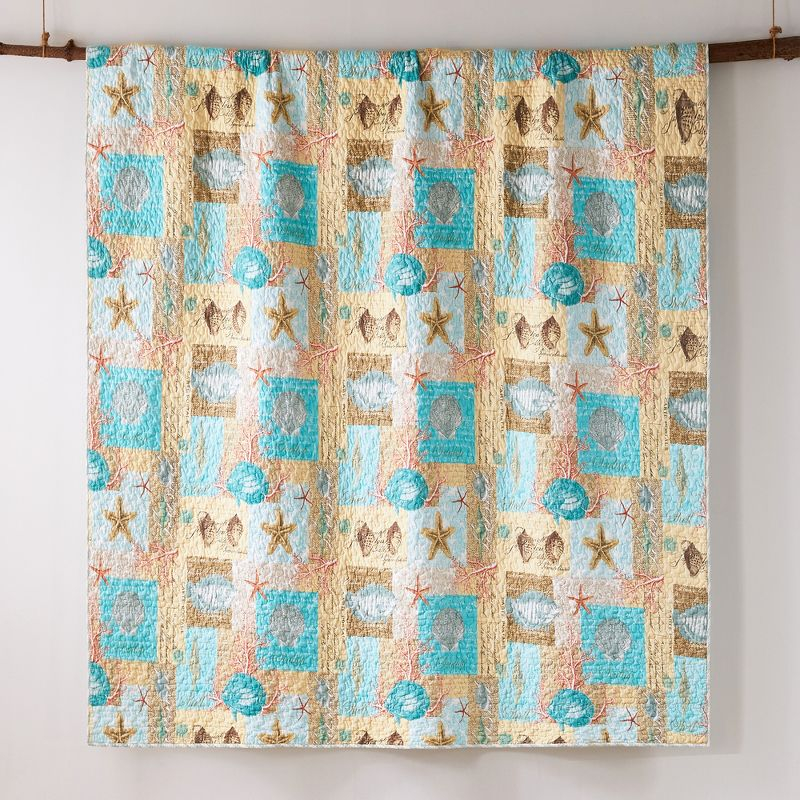 Bridgetown Quilt Set - Twin/Twin XL Quilt and One Standard Pillow Sham Teal, Coral, Taupe - Levtex Home
