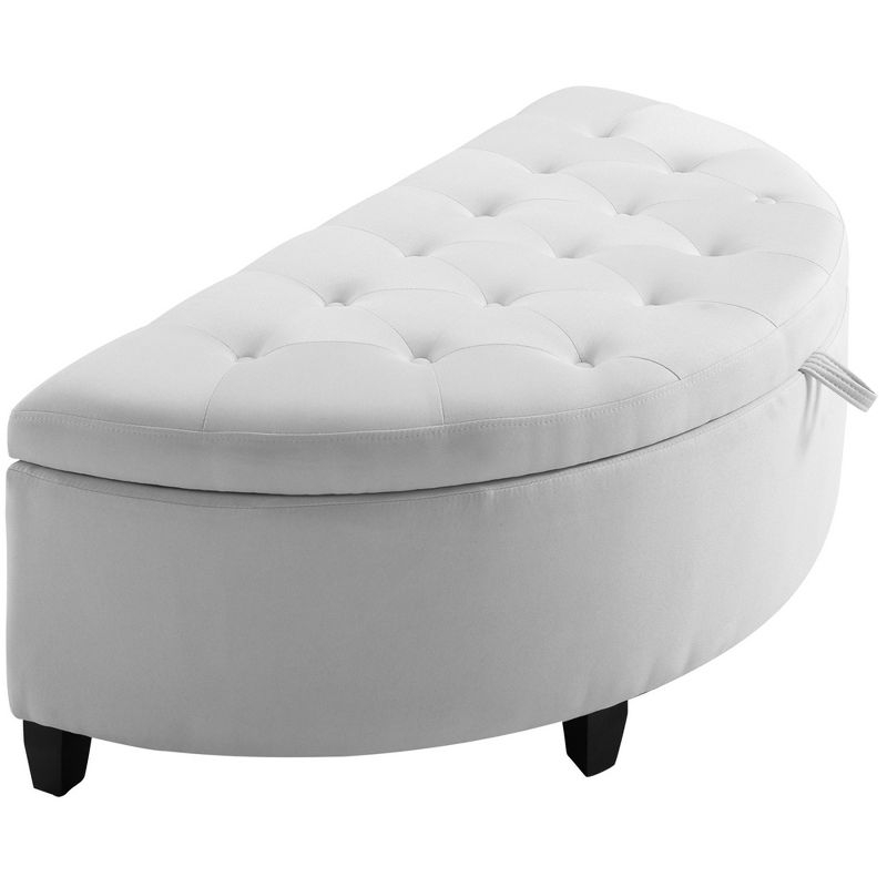 HOMCOM Half Moon Modern Luxurious Polyester Fabric Storage Ottoman Bench with Legs Lift Lid Thick Sponge Pad for Living Room, Entryway, Bedroom