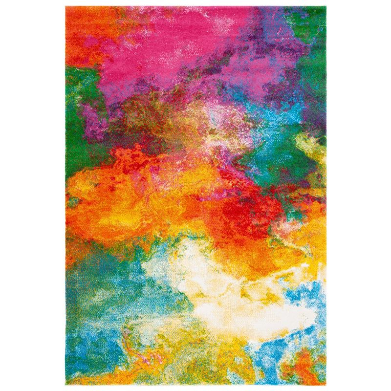 Watercolor WTC619 Power Loomed Area Rug - Orange/Green - 6'7"x9' - Safavieh.