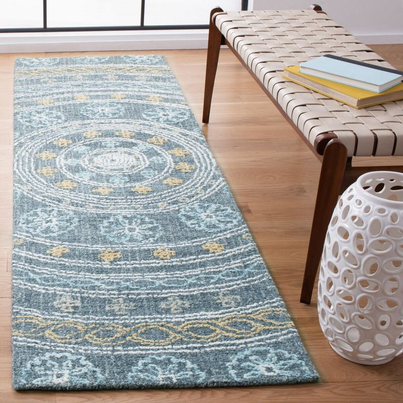 Blossom BLM608 Hand Tufted Runner Rug - Charcoal/Yellow - 2'3"x8' - Safavieh.