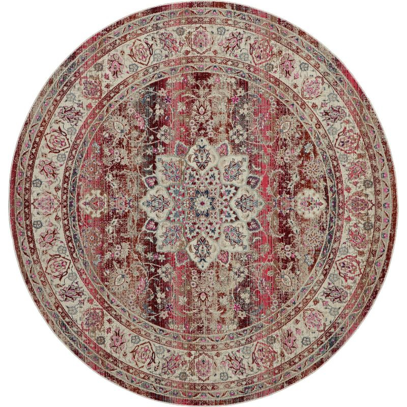 Nourison Vintage Kashan VKA01 Burgundy/Ivory/Blue Indoor Area Rug - 6' x ROUND