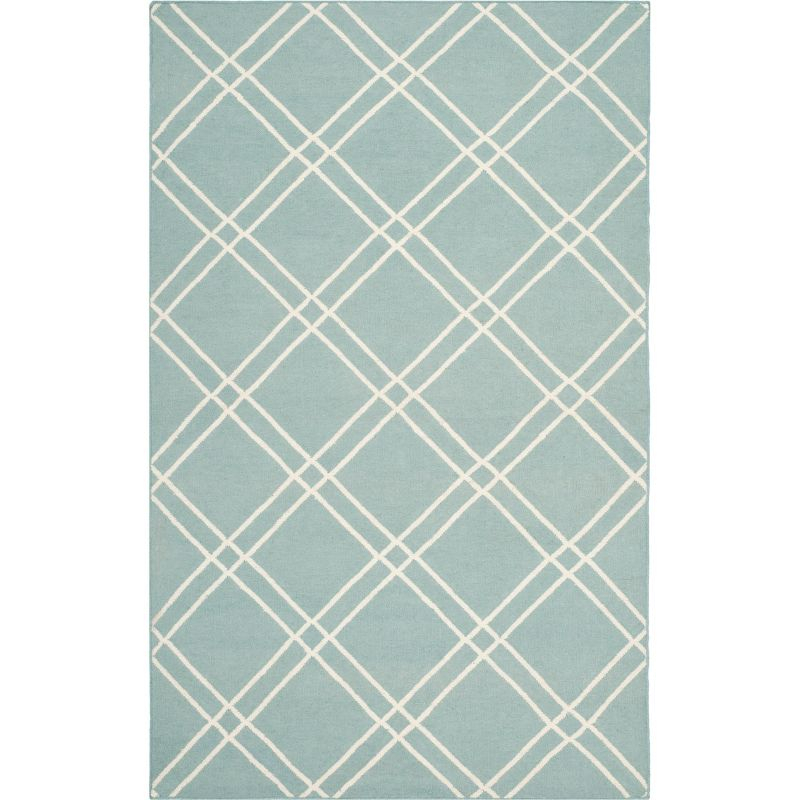 Dhurries DHU638 Hand Woven Area Rug - Light Blue/Ivory - 5'x8' - Safavieh.