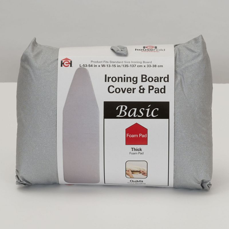 Replacement Ironing Board Cover and Pad for Standard Ironing Boards, Silver Silicone Coated