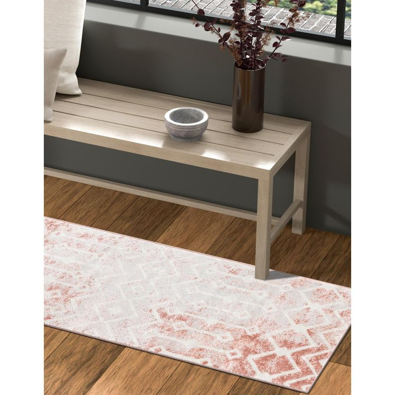 Unique Loom Bohemian Trellis Collection Area Rug - Gypsy (2' 7" x 10' Runner Dusty Rose/Ivory)