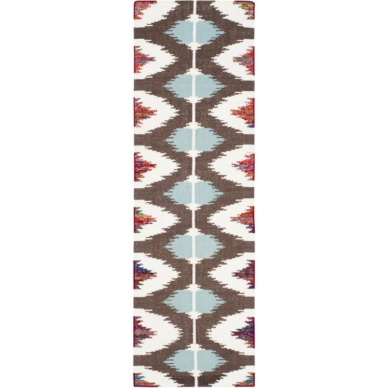 Dhurries DHU647 Hand Woven Flat Weave Indoor Runner - Multi - 2'6"x8' - Safavieh