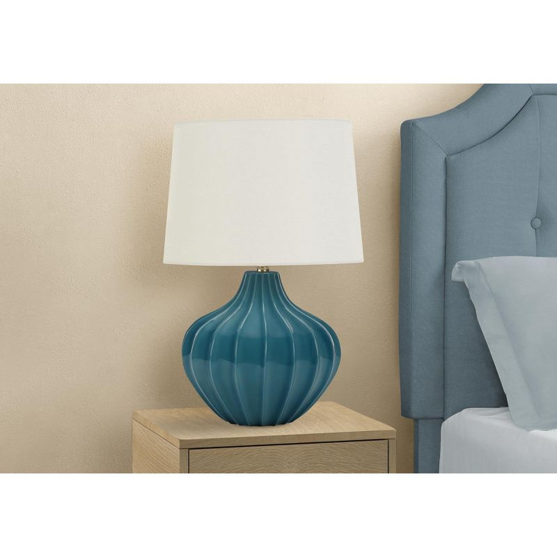 Monarch Specialties Lighting 24inchH Table Lamp Blue Ceramic Ivory / Cream Shade Transitional