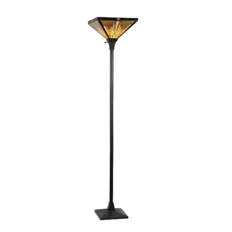 HomeStock Innes Tiffany-Style 1 Light Mission Torchiere Floor Lamp 14" Shade