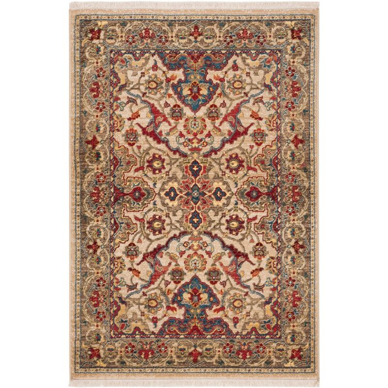 Kashan KSN307 Power Loomed Accent Rug - Ivory/Taupe - 3'3"x4'10" - Safavieh