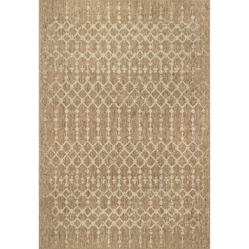 Nuloom Grayson Trellis 5x8 Indoor/Outdoor Area Rug for Living Room Patio Deck Front Porch Kitchen, Brown/Ivory