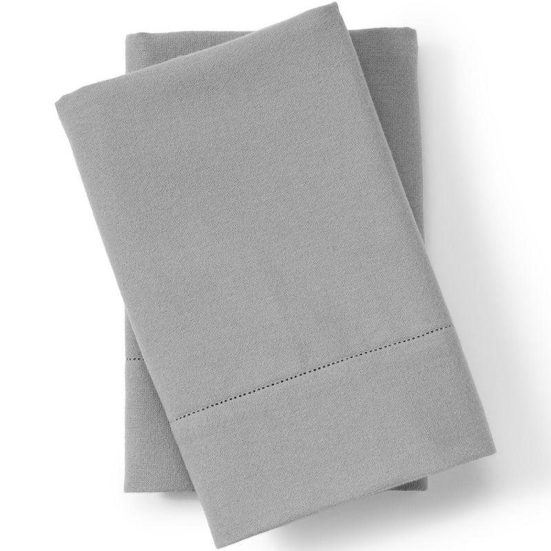Lands' End Luxe Flannel Pillowcases - King - Ultimate Gray