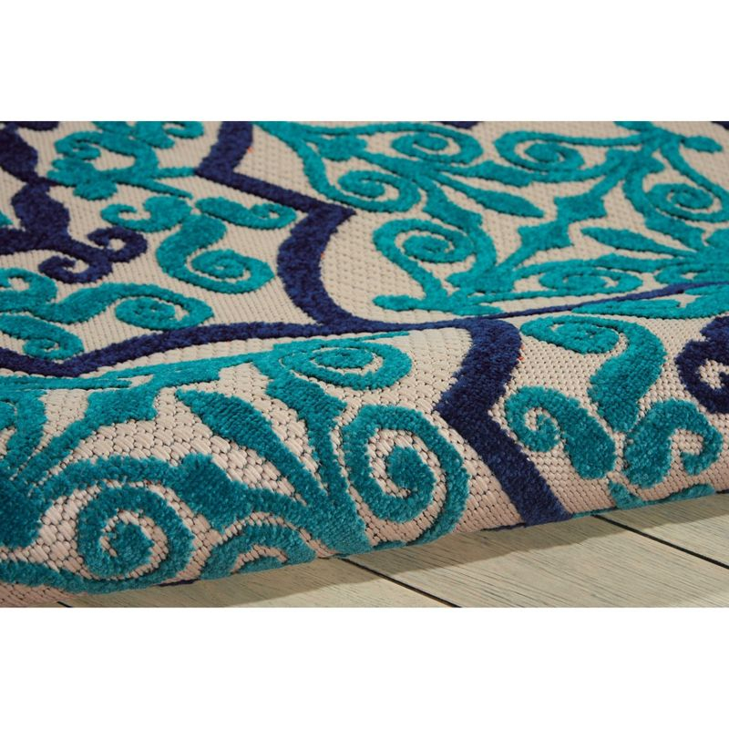 Nourison Aloha Moroccan Trellis Flatweave High-Low Indoor Outdoor Area Rug Navy 7'10" x 10'6"