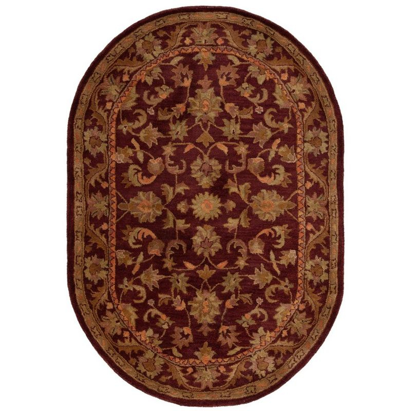 Antiquity AT52 Hand Tufted Indoor Area Rug - Wine/Gold - 4'6"x6'6" Oval - Safavieh