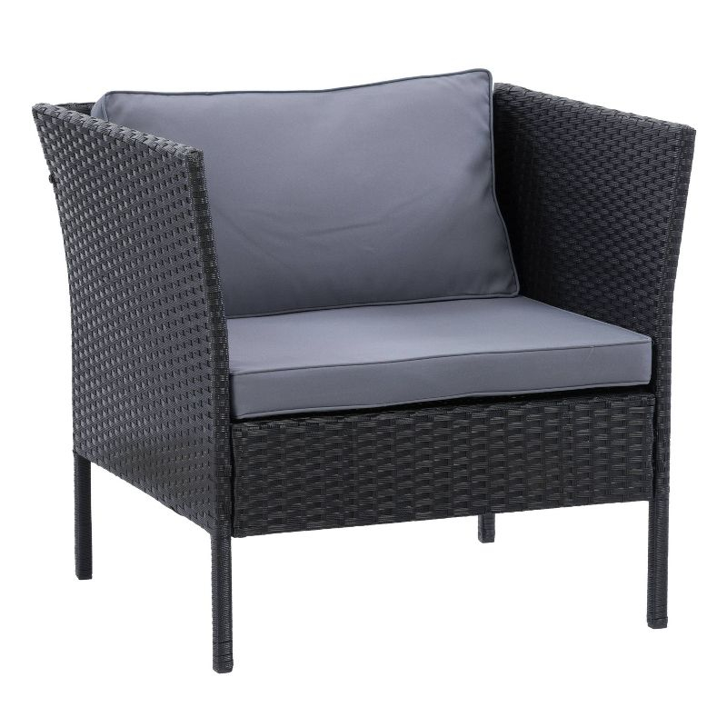 Patio Arm Chair with Cushions - Black/Gray - CorLiving