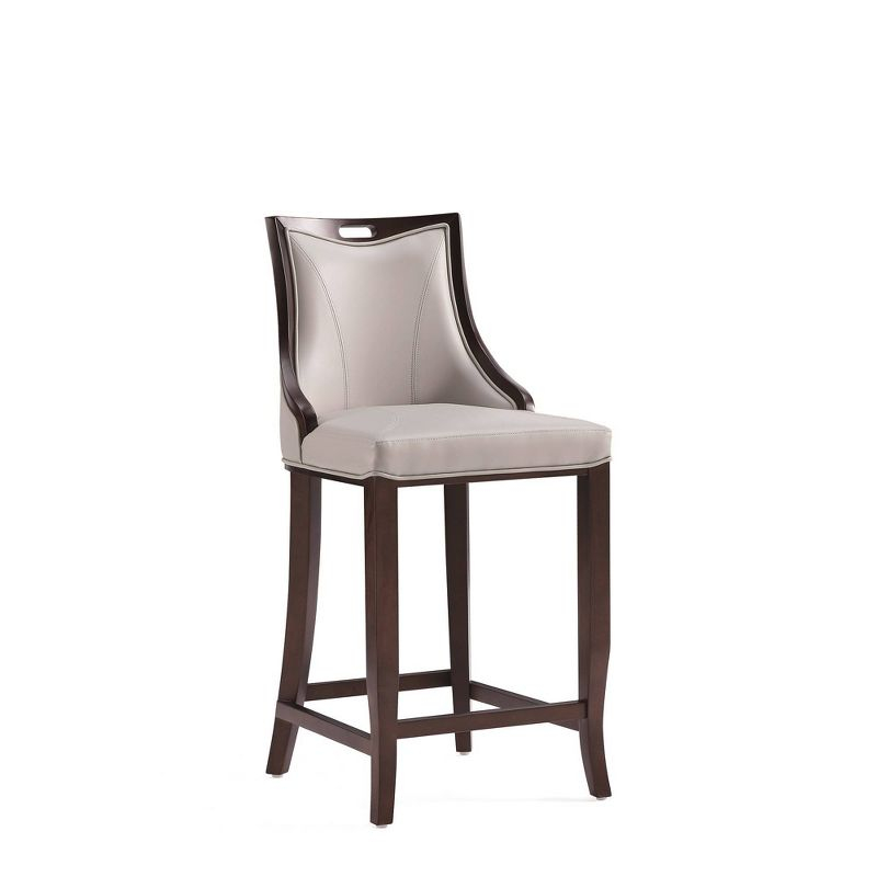 Manhattan Comfort Set of 3 Emperor Upholstered Beech Wood Faux Leather Barstools Light Gray: Semi-Gloss Finish, Foam Padded