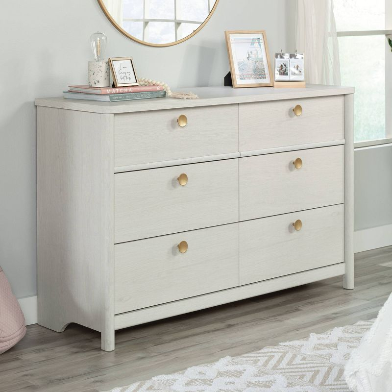 Dover Edge 6 Drawer Dresser Glacier Oak - Sauder: Vintage Style MDF Bedroom Storage with Metal Hardware