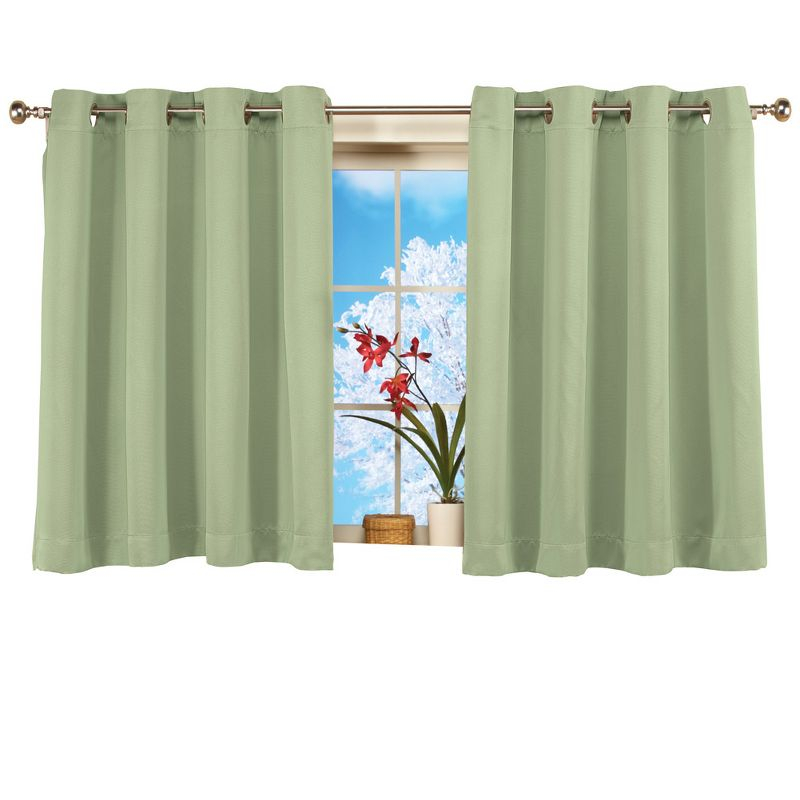 Collections Etc Short Blackout Window Curtain Panel with Easy Open-Close, Single Panel, 56" x 45" Sage Unisex