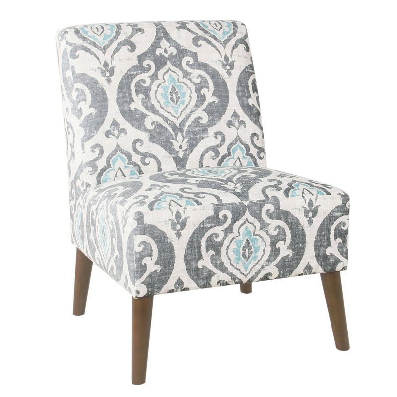 HomePop Modern Armless Accent Chair Blue: Upholstered Slipper Chair, Plywood & Hardwood Frame