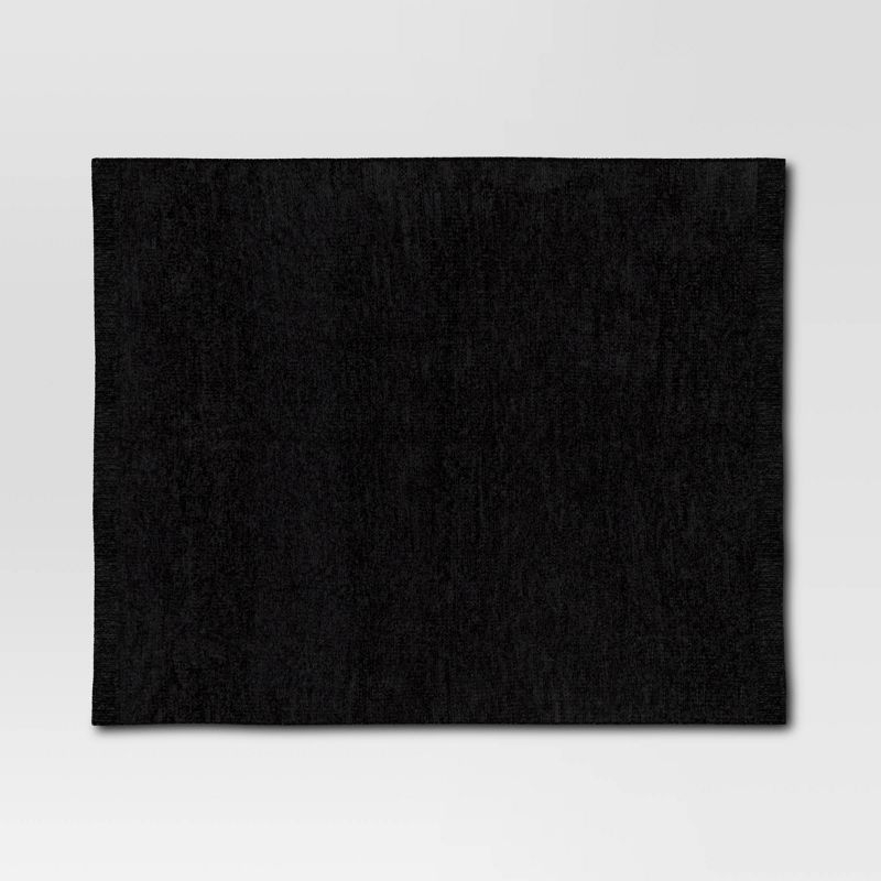 Shiny Chenille Throw Blanket Black - Threshold™: Sensory Friendly, Machine Washable, 50x60" Polyester