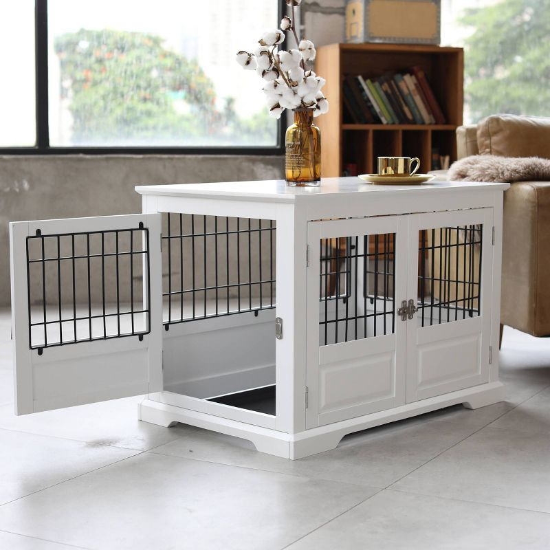 Merry Products Fairview Triple Door Crate Dog Bed - L - White