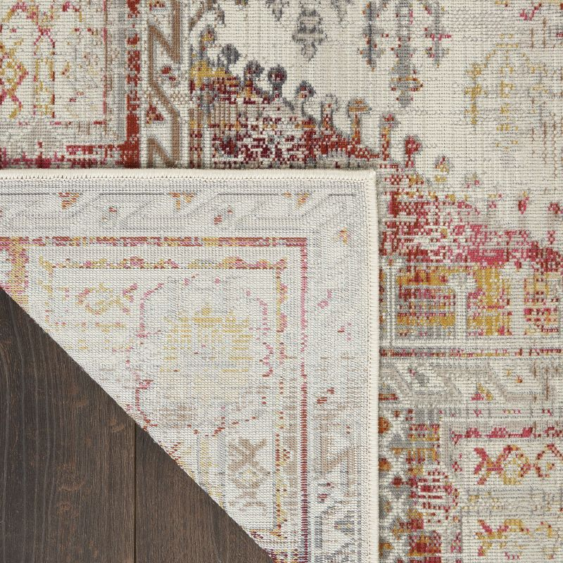 Nourison Vintage Kashan 8'10" x 11'10" Ivory Red Bordered Indoor Rug