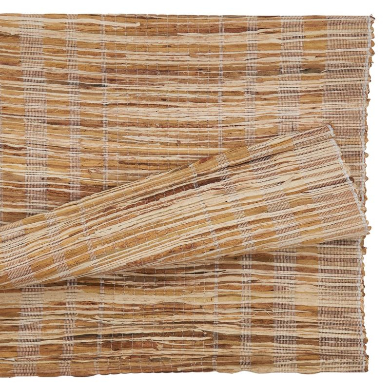 Saro Lifestyle Striped Water Hyacinth Runner, White, 14" x 72"