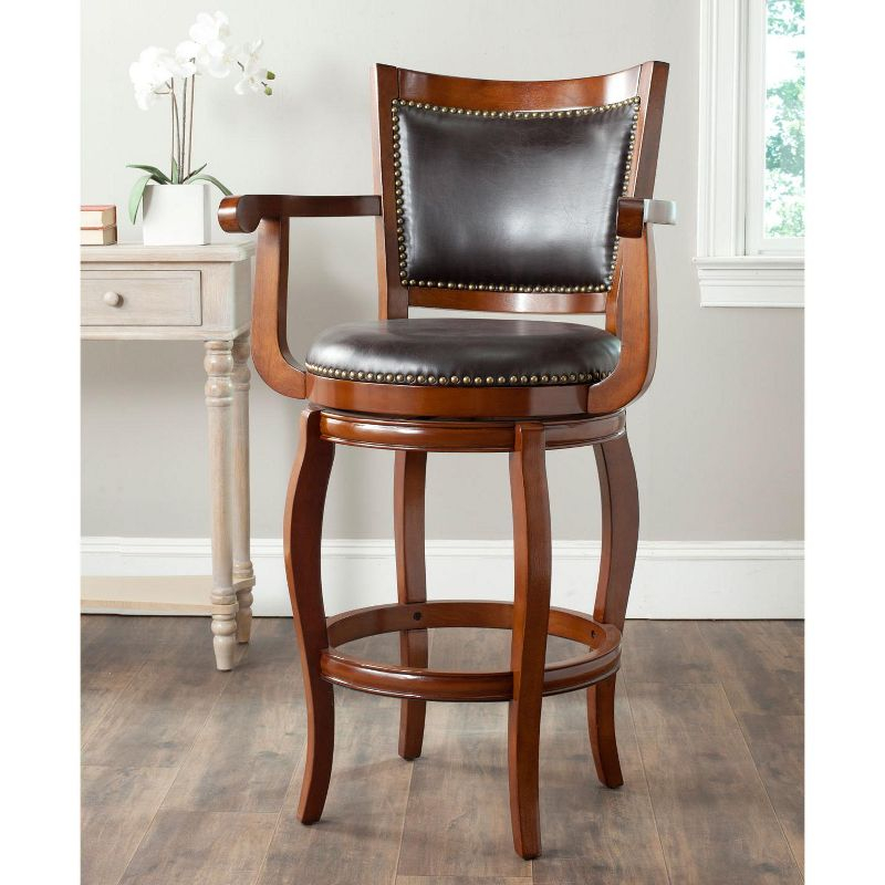 Gitano Swivel Bar Stool - FOX7009 - Walnut/Brown - Safavieh Couture