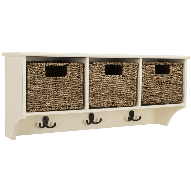 Finley Hanging 3 Basket Wall Rack - White - Safavieh