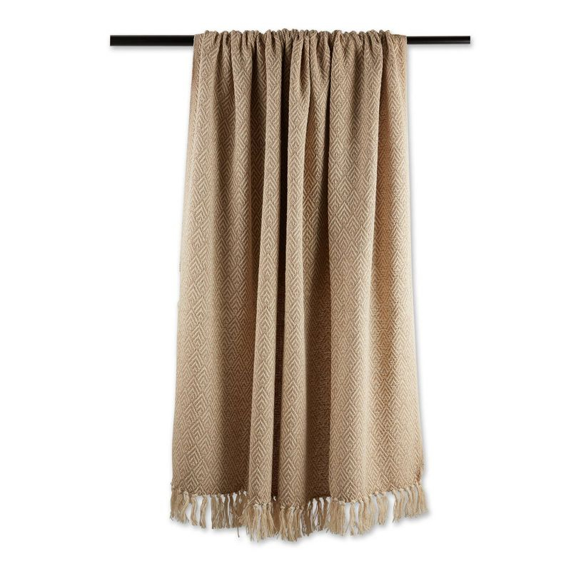 50"x60" Diamond Throw Blanket Stone Brown - Design Imports: Hypoallergenic, Midweight Cotton, Machine Washable