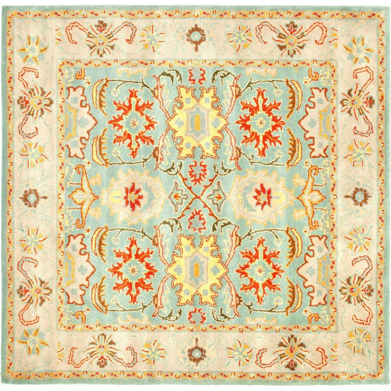 Heritage HG734 Handmade Area Rug - 6'x6' - Light Blue/Ivory - Safavieh