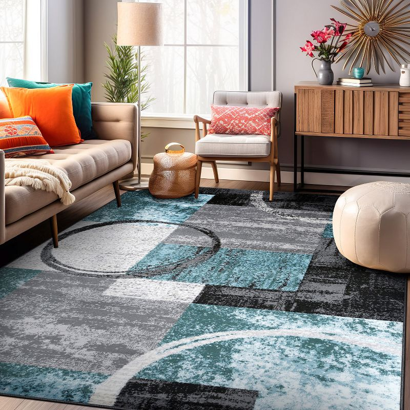 World Rug Gallery Abstract Circle Gray 8'8"x12' Area Rug