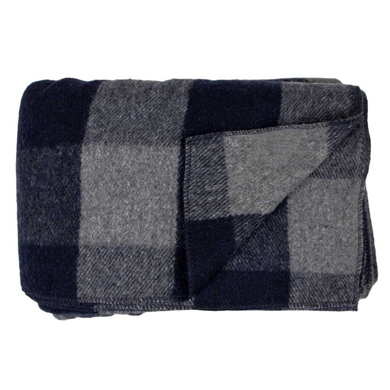 Minus33 Merino Wool M33 - Camp Throw Blanket White Mountain Woolen Gray and Blue Plaid
