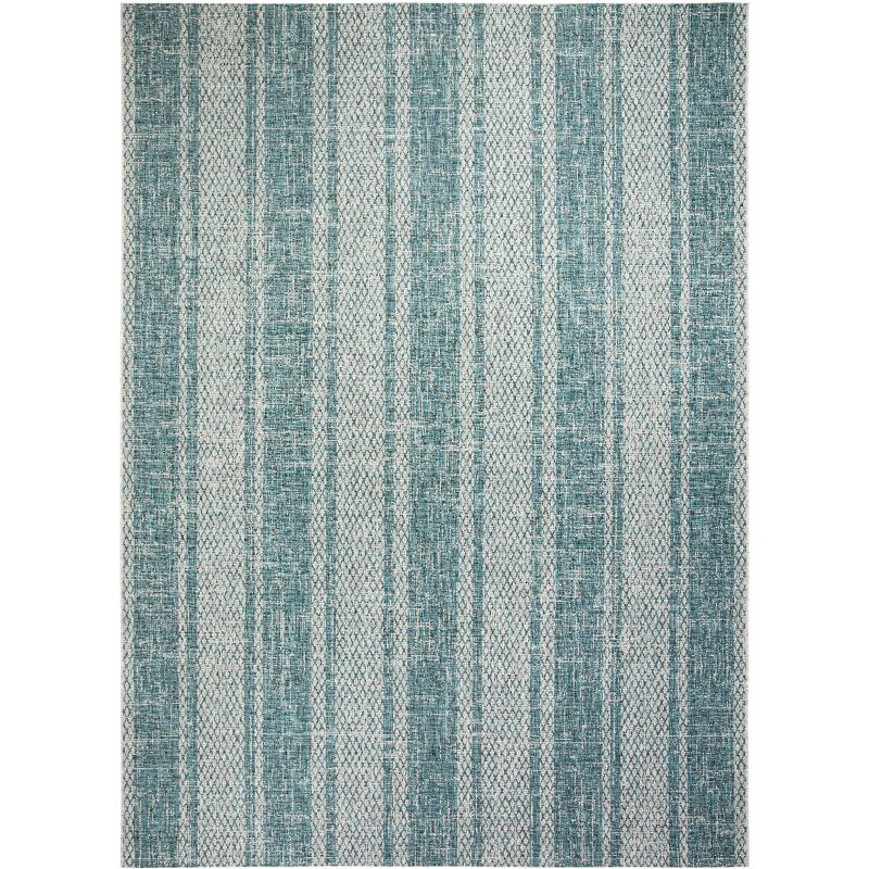 Courtyard CY8736 Power Loomed Indoor and Outdoor Area Rug - Light Grey/Teal - 9'x12' - Safavieh