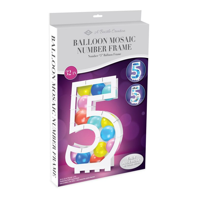 Beistle Balloon Mosaic Number  5  Frame, 32" x 21½", (1/Box) White