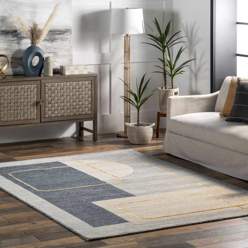 Nuloom Shelley Abstract Striped Wool Indoor Area Rug, 4' x 6', Blue