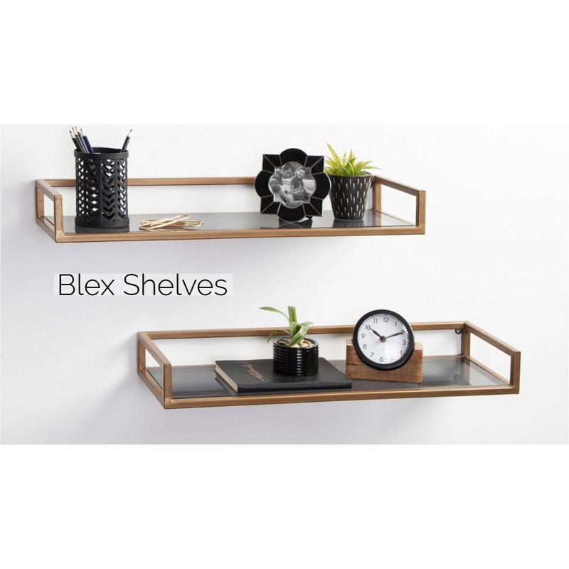 Kate & Laurel 18" x 8" x 15" Blex Metal and Glass Wall Shelf Gold -  All Things Decor: Floating, Tiered Storage