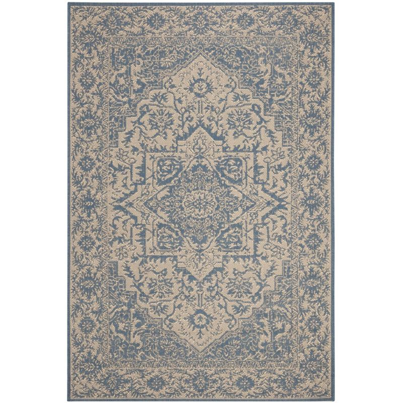 Beach House BHS139 Power Loomed Indoor/Outdoor Area Rug - Cream/Blue - 5'3"x7'6" - Safavieh