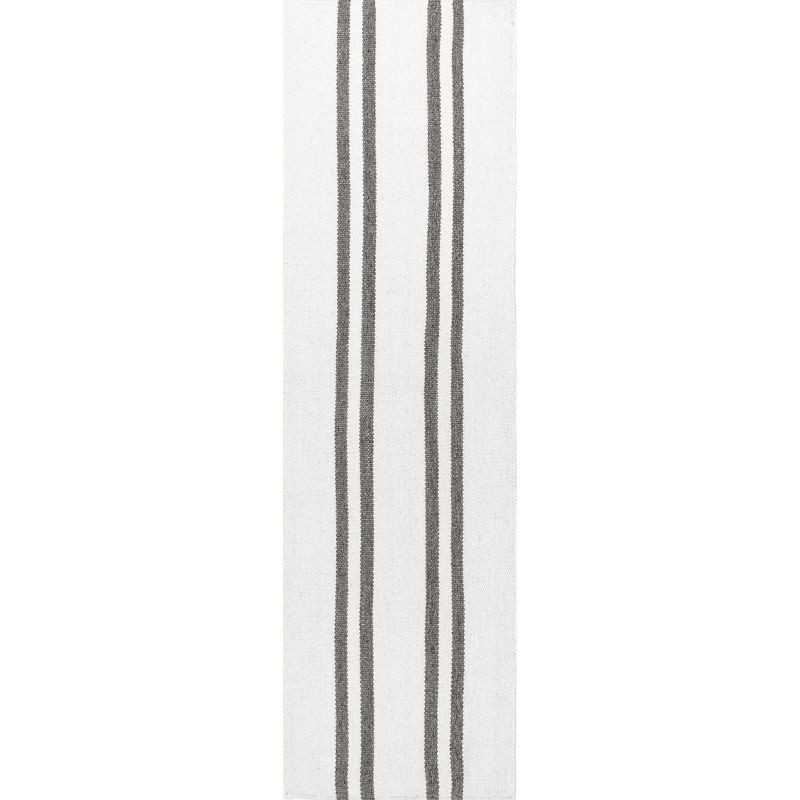 Nuloom Elowen Double Striped Wool Area Rug, Runner 2' x 8', Ivory
